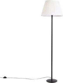 Moderná stojaca lampa čierna s bielym skladaným tienidlom 45 cm - Simplo