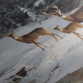 Obraz jeleňová rodina v zime