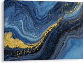 Obraz - Modro-zlatá abstrakcia (70x50 cm)