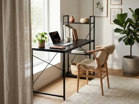 Písací stôl s regálom LOFTY 120x60 cm, čierny