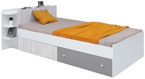 Detská posteľ s úložným priestorom Beta 90x200cm - biela/dub wilton/šedá