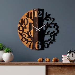 Dekoratívne nástenné hodiny WALLIE TREE 56 cm čierne/orech