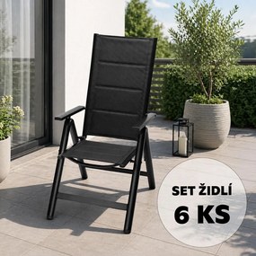 Set 6 ks hliníkových polohovacích kresiel Avenberg ISLA PLUS, čierna