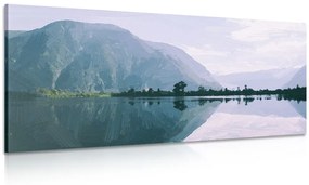 Obraz maľované hory pri jazere