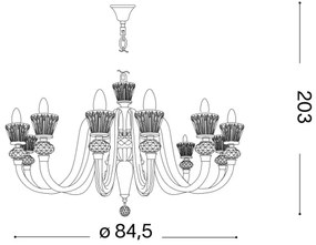 Ideal Lux - Krištáľový luster na reťazi STRAUSS 12xE14/40W/230V pr. 84,5 cm mosadz