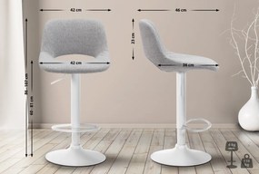 2x Barová stolička Camden - látka, biely rám - Svetlo sivá
