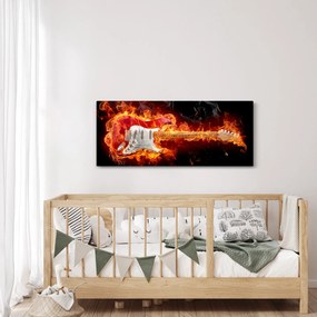 Obraz - Gitara v plameňoch (120x50 cm)