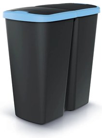 Odpadkový kôš DUO čierny, 45 l, modrá / čierna