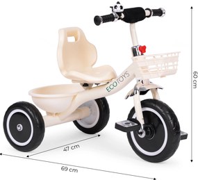 Trojkolka protišmykové rukoväte zvončekový kôš béžová ECOTOYS
