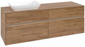 VILLEROY &amp; BOCH Collaro závesná skrinka pod umývadlo na dosku (umývadlo vľavo), 4 zásuvky, s LED osvetlením, 1600 x 500 x 548 mm, Oak Kansas, C121B0RH