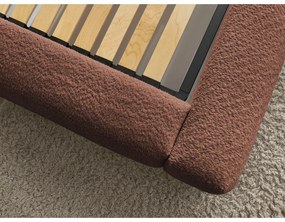 Oranžová čalúnená dvojlôžková posteľ s úložným priestorom s roštom 180x200 cm Orlane – Bobochic Paris