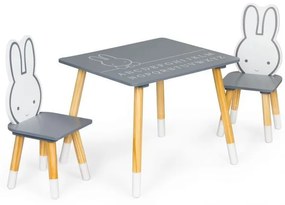 Detský stolík s dvomi stoličkami s motívom veselý zajačik