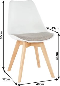 Jedálenská stolička Damara - biela / sivobéžová / buk