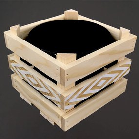 AMADEA Drevený obal na kvetináč s motívom kosoštvorcov, 17x17x15cm, drevený kvetináč