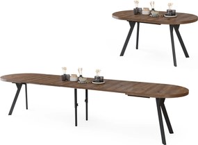 Mazzoni EXPANSO Hnedý dub / čierne nohy - OVÁLNY ROZKLADACÍ STÔL 160-360 cm PRE 16-18 OSÔB