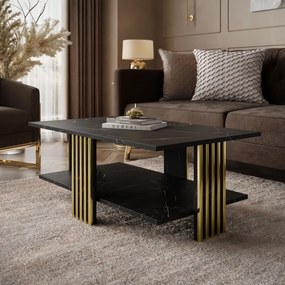 KONFERENČNÝ STOLÍK CHARLES ČIERNY MRAMOR + ZLATÝ