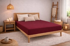 Kvalitex Luxusné bavlnené JERSEY prestieradlo s lycrou 90x200 cm - vínová