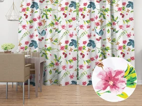 Biante Bavlnený záves Sandra SA-383 Ružovočervené kvety s motýlikmi 150x210 cm