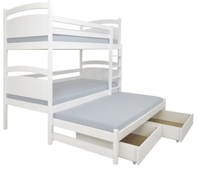 Wilsondo Poschodová posteľ s prístelkou Petra 2 90x200 - biela
