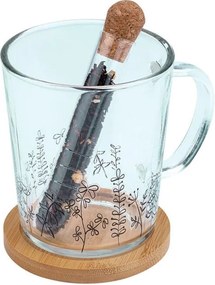 Sklenený hrnček s podtáckou a infuzérom LÚKA 420 ml