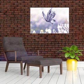 Obraz - Motýľ a levanduľa (90x60 cm)