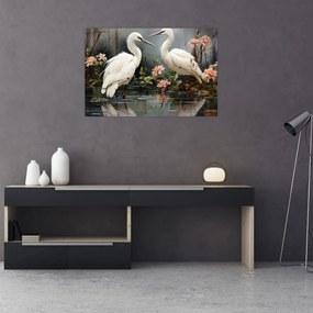 Obraz - Žeriavy biely (90x60 cm)