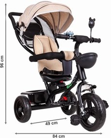 ECOTOYS Detská trojkolka s rotačným sedadlom  BEIGE