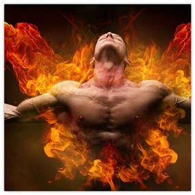 Obraz muža v ohni