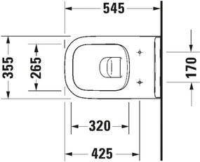 Duravit 25700920002 - Závesné bezokrajové WC D-CODE, keramika / lesklá biela
