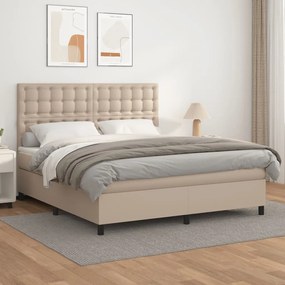 Boxspring posteľ s matracom kapučínová 180x200 cm umelá koža 3142862