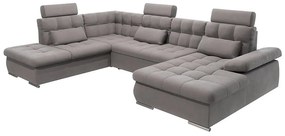 Sivá rozkladacia/s úložným priestorom rohová pohovka (ľavý roh/do "U") Merkur – Ropez