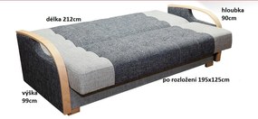 Pohovka Lux, čierna vzor květy / wenge (eden 3991/102)