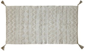 Béžový jutovo-bavlnený koberec so vzorom a strapcami Juo - 70*150 cm