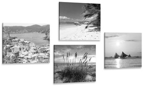 Set obrazov raj na zemi v čiernobielom prevedení - 4x 60x60
