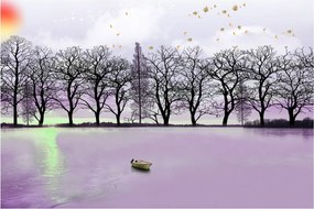 Obraz - Pramice na jazere (90x60 cm)