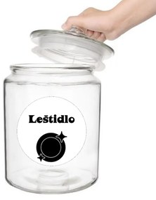 Štítok / nálepka do kuchyne s obrázkom taniera – Leštidlo Farba písma: Biele na čiernom