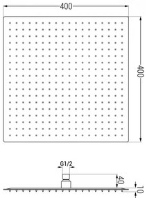 Mexen Sprchová hlavica Slim nerezová 40 x 40 cm, čierna, 79140-70