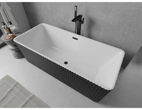 Mexen Nila, voľne stojaca ryhovaná vaňa 170 x 75 cm, biela-čierna, čierny matný prepad, 52841708075-70