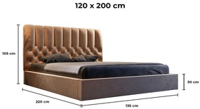 PROXIMA.store - Luxusná čalúnená posteľ PERLA ROZMER: 120 x 200 cm, TYP ROŠTU: KOVOVÝ ROŠT