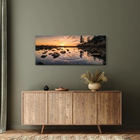 Obraz vodnej hladiny pri západe slnka (120x50 cm)