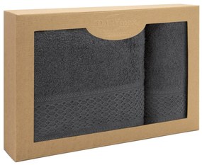 BAVLNENÉ UTERÁKY SOLANO SADA 1 KS 50X90 CM, 1 KS 70X140 CM TMAVOSIVÁ
