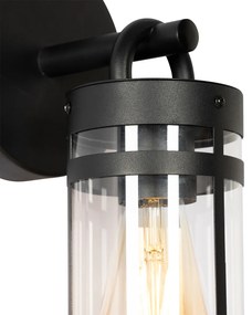 Vonkajšia nástenná lampa čierna IP44 so senzorom súmraku - Ruben