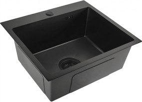 Rea Leo, 1-komorový oceľový drez 500x450x185 mm, čierna matná, ZLE-06005