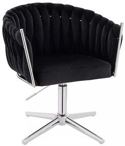 LuxuryForm DESIGN Stolička NORDEN VELUR na striebornom kríži - čierna