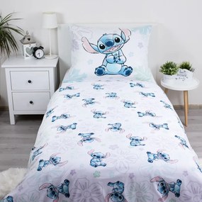 Biele bavlnené detské obliečky na jednolôžko 140x200 cm Lilo and Stitch "Ohana White" – Jerry Fabrics