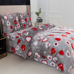 Obliečky mikroplyš CHRISTMAS HEART sivé Rozmer obliečky: 2 ks 70 x 90 cm | 200 x 220 cm