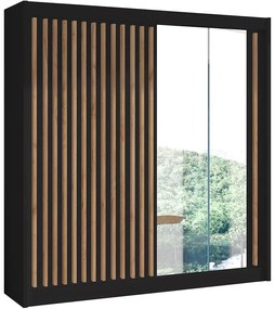 Skriňa Ladder 203 čierna/lamely dub craft