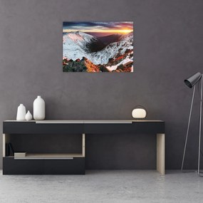 Sklenený obraz - Zimná horská panoráma (70x50 cm)