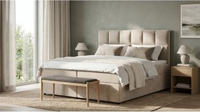 Béžová boxspring posteľ s úložným priestorom 180x200 cm Flip – Ropez