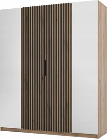 4-dverová skriňa do predsiene s zrkadlom a lamelami Dravero Ev/ev 2L 2LAM
